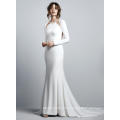 Luxury Bridal Hot Sale White Wedding Dresses Long Sleeve Backless Satin Mermaid Court Train Bridal Gown Custom Made